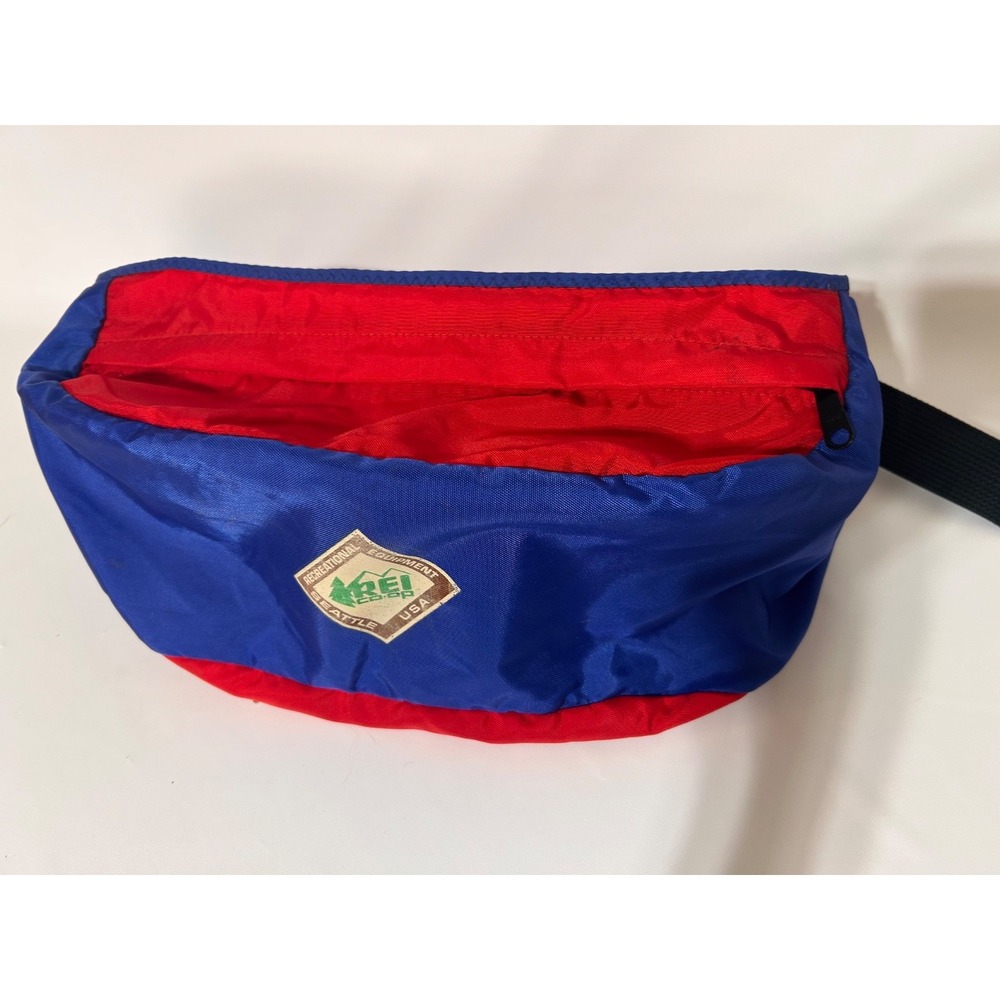 Vintage Retro REI Fanny Waist Pack Bag Red Blue Outdoor Hiking Travel